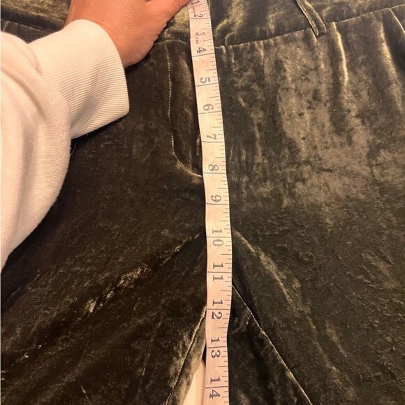 NWT Frame Panne Crushed Velvet Wide Leg Trousers in Deep Moss Size 6 - Picture 12 of 13